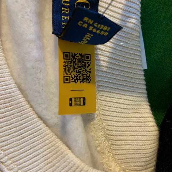 NWT POLO RALPH LAUREN Cotten Blend Women’s Sweatshirt Oversized white/mu siz M&L - Picture 8 of 12